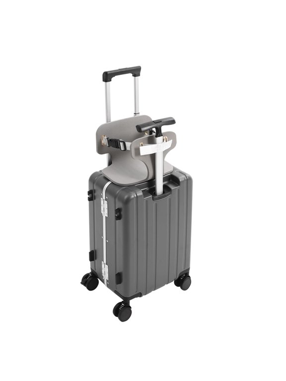 20" Ride-On Suitcase with Seat, Adjustable Double Handle Carry-On Luggage, TSA Lock Rolling Trolley Case with Mesh Pocket for Toddlers (Gray)