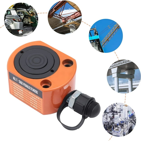 Miumaeov 20 Tons Stroke Hydraulic Cylinder Jack Low Profile Lifting Ram Multi Stage Tool