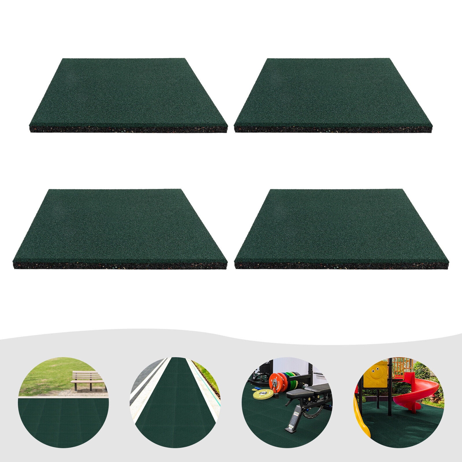 Miumaeov 20" x 20" 4PCS Rubber Tile Flooring Mat Heavy Duty Rubber Tile