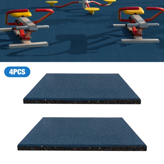 Miumaeov 20" x 20" 4PCS Rubber Tile Flooring Mat Heavy Duty Rubber Tile