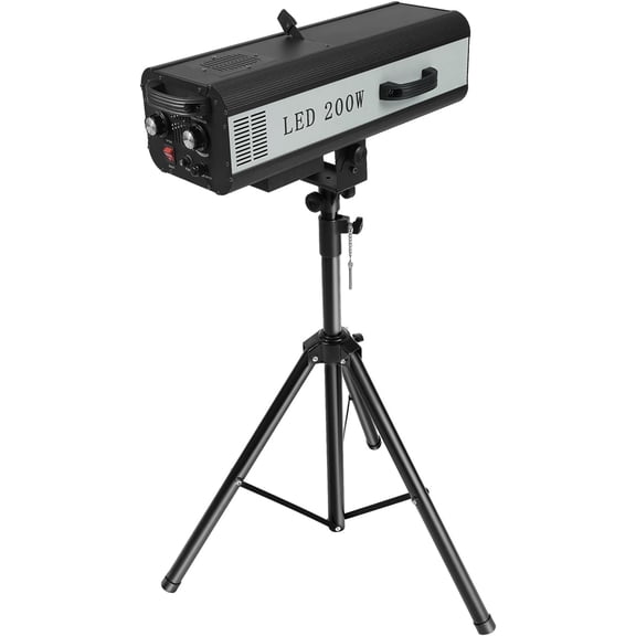 Miumaeov 200W LED Follow Stage Spot Light with Stand, Multi-Color DJ Spotlight Manual Control, Professional Performance Lamp for Theater Disco Parties