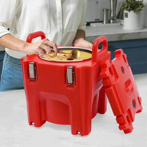 Miumaeov 20L/21.13Qt Insulated Food Carrier Commercial Food Warmer Hot Box with Stainless Steel Barrel for Soups Cold Drinks