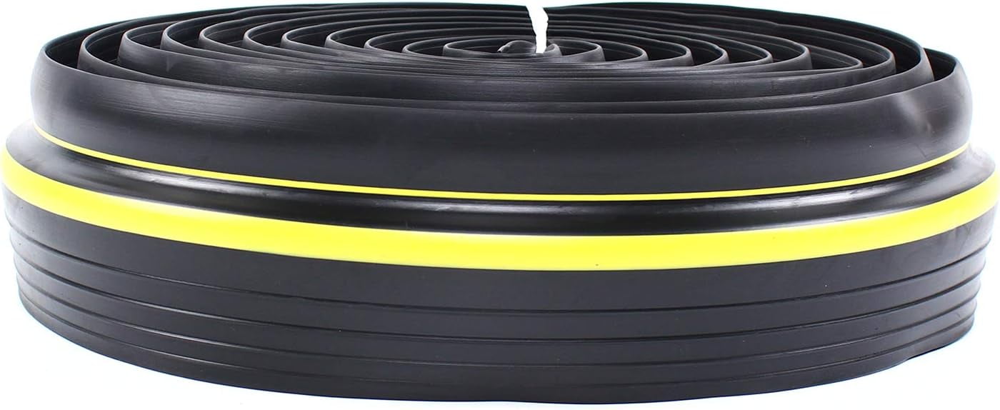 Miumaeov 20ft Garage Sealing Rubber Strip 3" Width Weatherproof Door Threshold Seal Strip Universal PVC Seal Strip with Yellow Lines