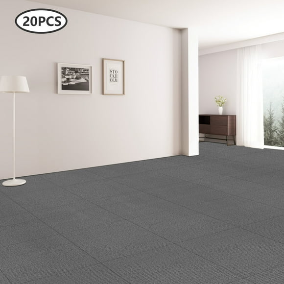 Miumaeov 20pcs Indoor Square Carpet Self-adhesive Pad Flooring Mat Non-Slip Carpet Tile 19.7*19.7in