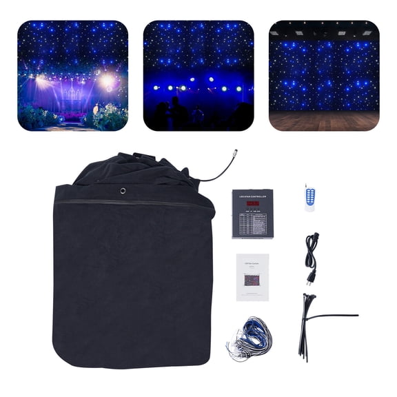 Miumaeov 19.69*9.48ft Starlight Curtain Blue and White LED Stage Backdrop Starry Night Sky for Wedding Event Decoration DMX512 Remote Controller