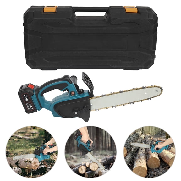 Miumaeov 21V Handheld Electric Chainsaw 12" Cordless Chain Saw Rechargeable Wood Cutter Tool with Carry Case