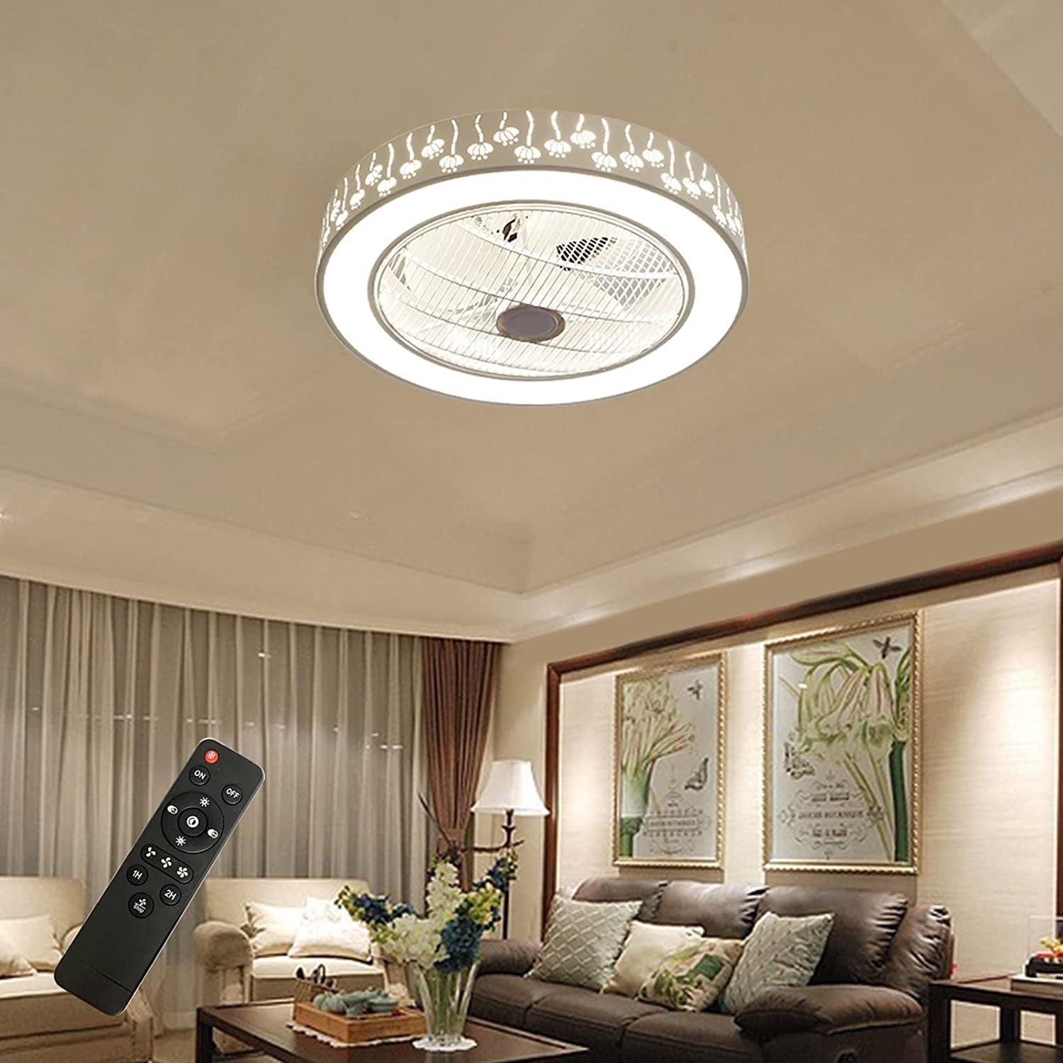Miumaeov 22" Modern Ceiling Fan Light Dimming with Remote Control