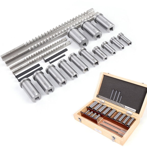 Miumaeov 22Pcs Keyway Broach Sets Keyway Broach Collared Bushing Shim Set Kit Metric Size 4/5/6/8mm For Metalworking
