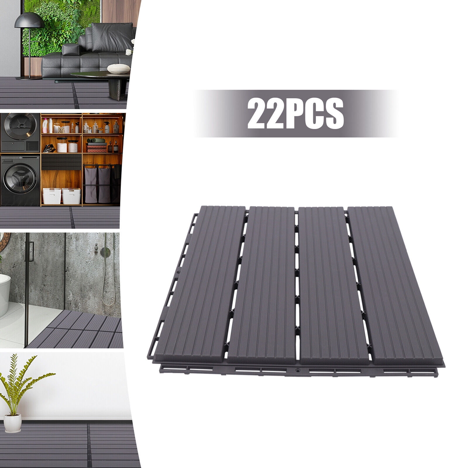 Miumaeov 22pcs Plastic Composite Patio Decking Tiles Outdoor Flooring