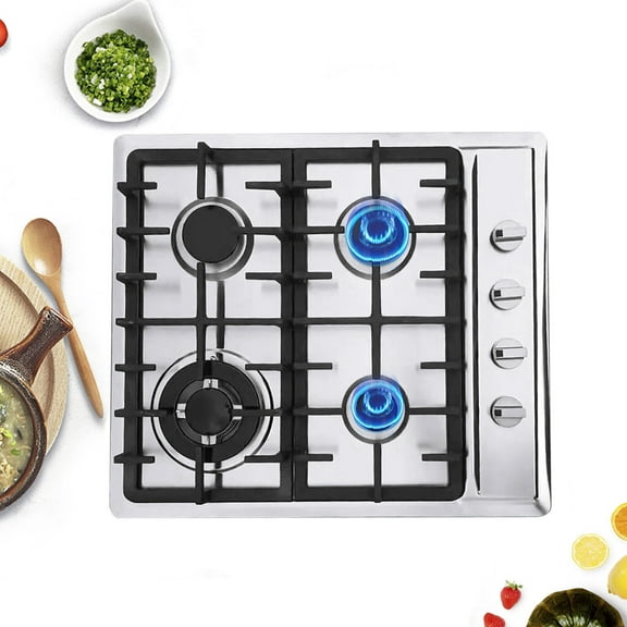 Miumaeov 23'' Kitchen Gas Cooking Cooktop Built-In 4 Sealed Burners Stove Top Gas Cooktop LPG/NG Stainless Steel