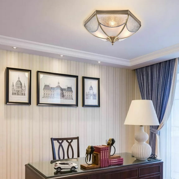 Miumaeov 23" Tiffany Style Splendid Handmade Copper Glass Chandelier LED Lamp Ceiling Light Hand Made Glass Pendant Lamp Ceiling Light Fixture Gold