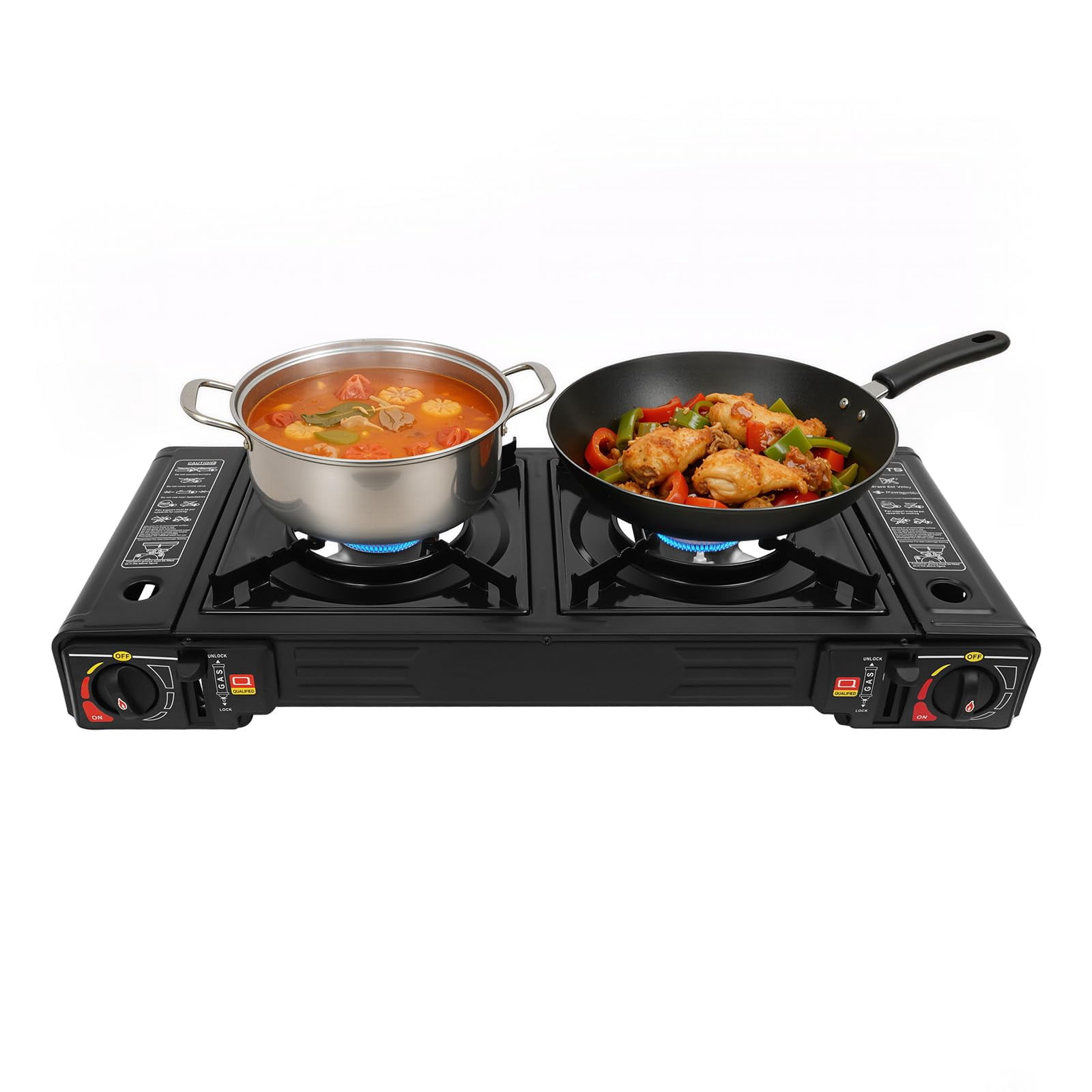 Miumaeov 24,000 BTU Portable Propane Gas Stove, Dual Burner Camping Stove with Removable Case, Outdoor 2-Burner Propane Grill for RV Tailgating