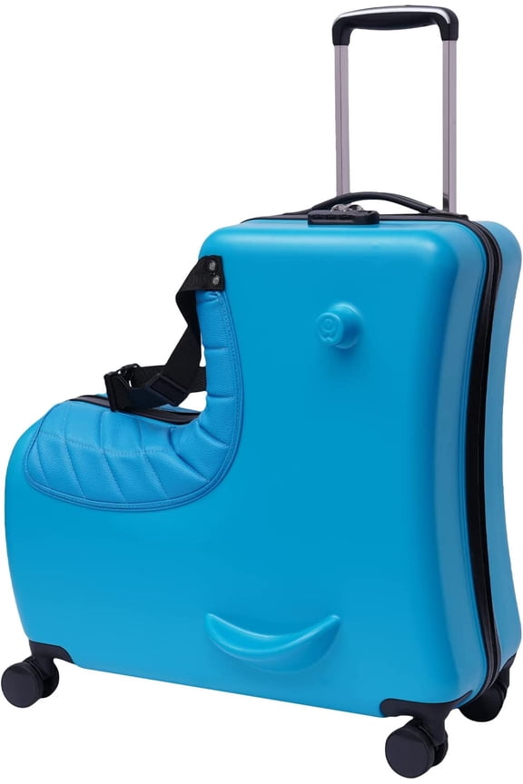 24" Kid's Ride-on Travel Suitcase,Travel Rolling Luggage with Wheels Carry Trolley Luggage with Password Lock,Children's Ride On Trolley Luggage for Children's Day Gift,Festival Gift