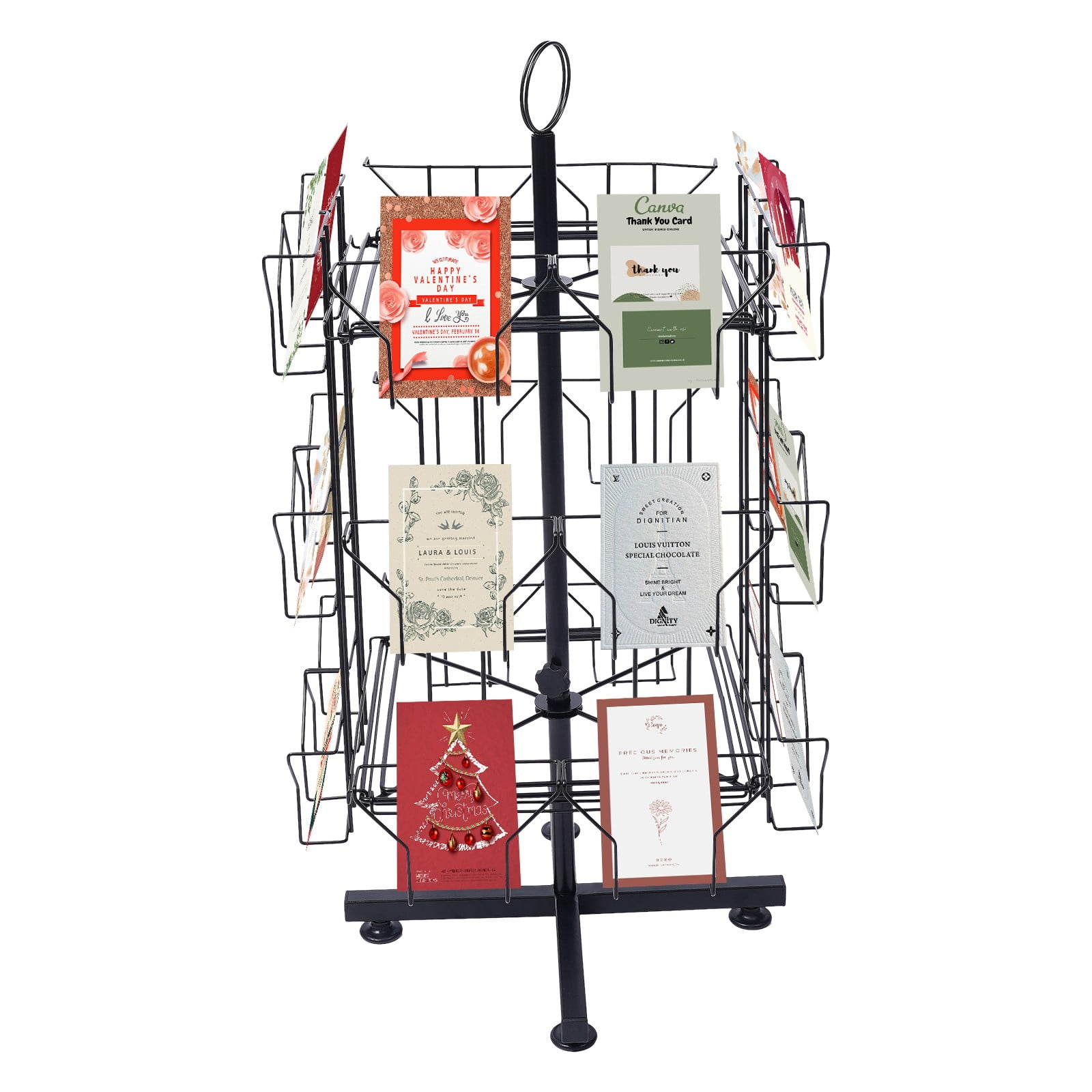 Miumaeov 24 Pockets Greeting Card Rack Black Retail Postcards Brochures ...