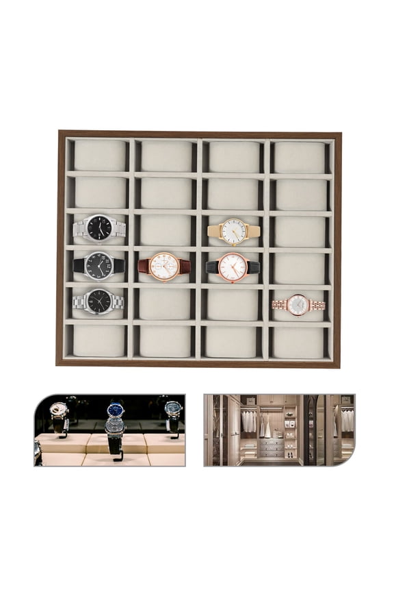 24 Slot Wood Watch Box Jewelry Storage Case Organizer Holder Tray Display Box