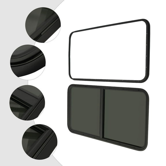 Miumaeov 24"W x 20"H Aluminum Universal RV Window Horizontal Sliding Window w/ Mounting Trim Ring