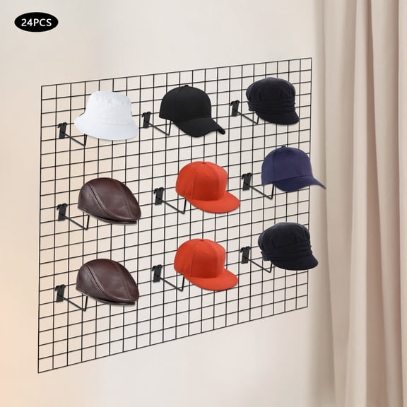 Miumaeov 24x Hat Racks for Wire Grid Cap Head Wear Iron Display Hook Retail Store DIY