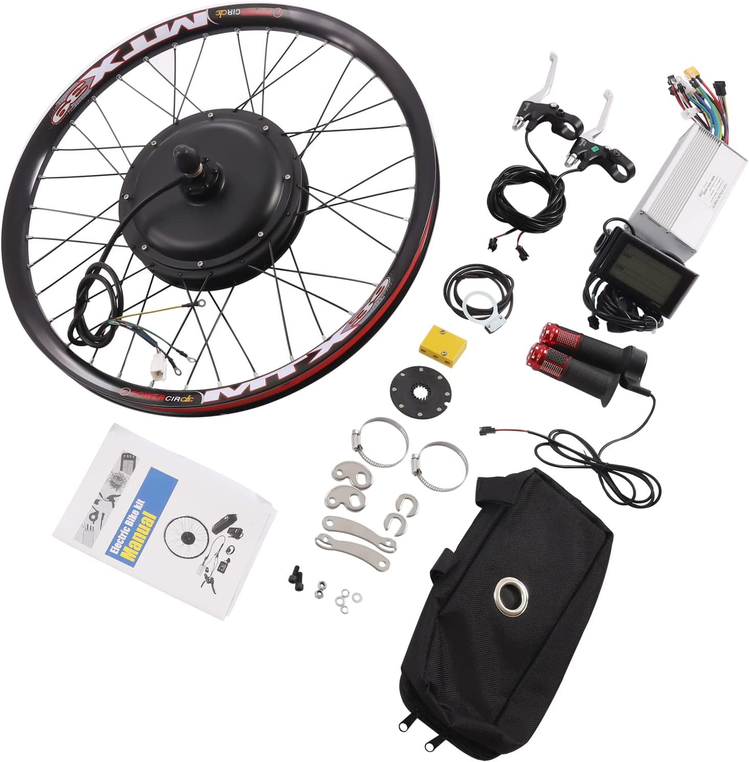 Miumaeov 26 inch 72V Rear Wheel Motor Electric Bicycle Conversion Kit 2000W E Bike w/LCD