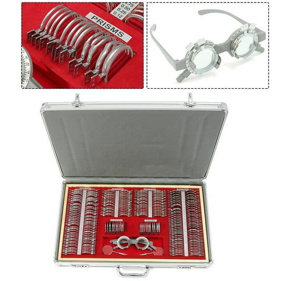 Miumaeov 266pcs Optical Trial Lens Set Optometry Kit Metal Rim Aluminum Box Trial Frame