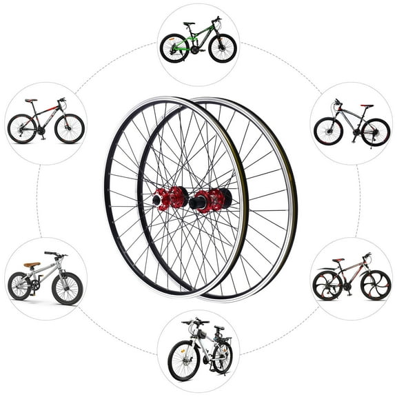 Miumaeov 27.5 Inch Bicycle Front+Rear Wheels Set Aluminum Alloy Rim Dual Six Hole Disc Brake Mountain Bike Wheelset for 7, 8, 9, 10, 11, and 12s Cassettes