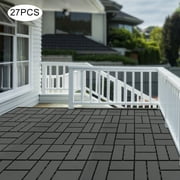 Miumaeov 27 Pcs Patio Deck Tiles Multi Slat Plastic Outdoor Flooring 12" x 12" Composite Interlocking Decking Tile