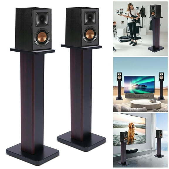 Miumaeov 28" Inch Bookshelf Speaker Stands Surround Sound Home Theater (Black Walnut)