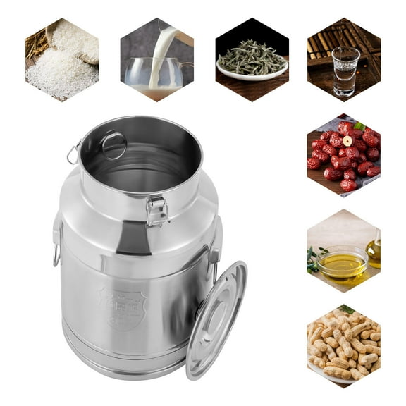 Miumaeov 28L Stainless Steel Milk Can Heavy Duty Wine Pail Milk Bucket Milk Can Tote Jug Barrel Storage Container with Sealed Lid