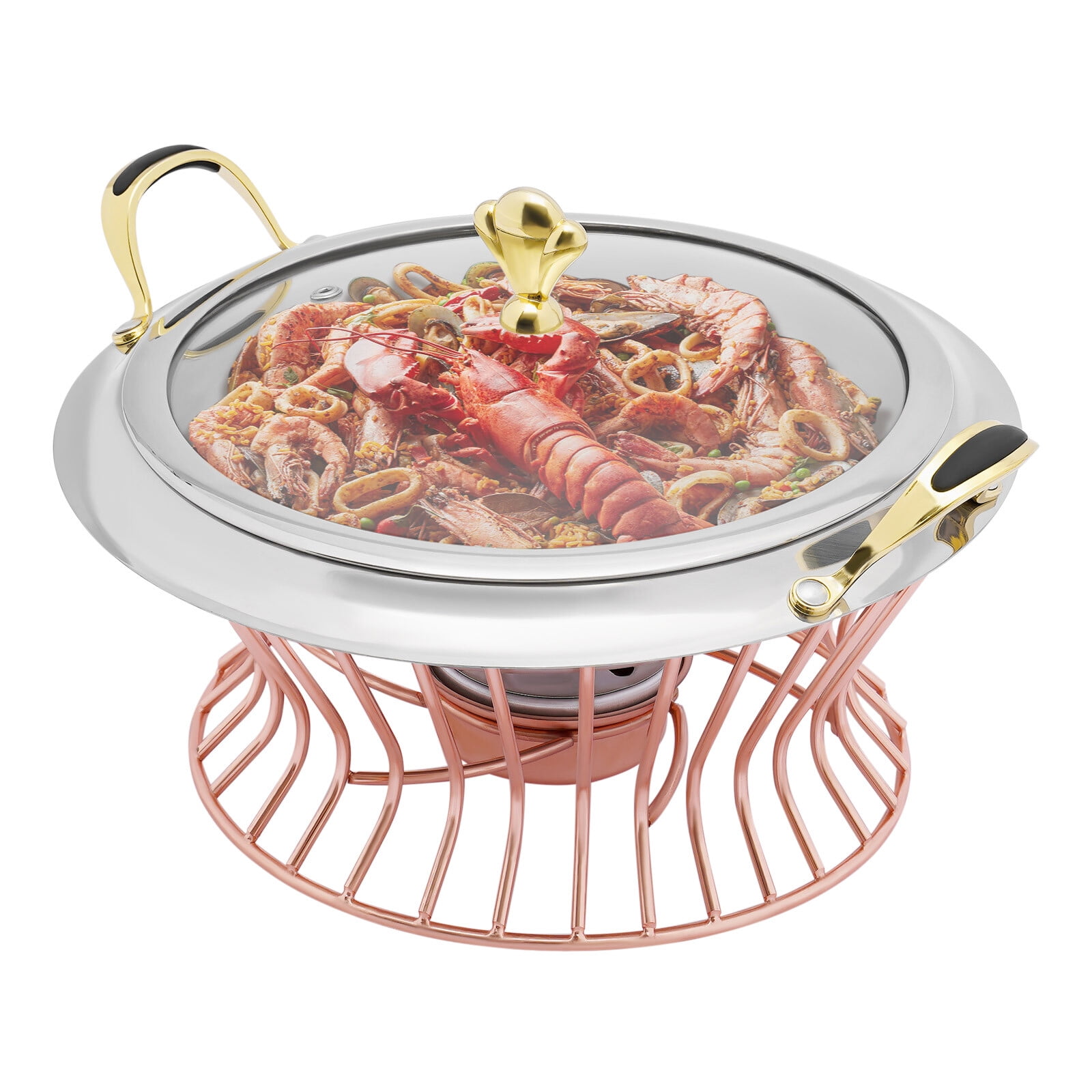 Miumaeov 2L/2.11qt Chafing Dish Round Stainless Steel Buffet Catering Chafer Party Food Warmer with Lid