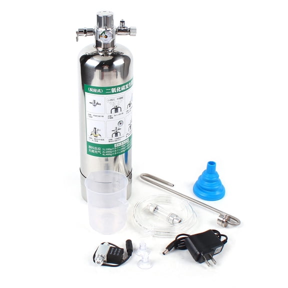 Miumaeov 2L CO2 Generator System for Aquarium, DIY CO2 Kit with Dual Gauge Display & Pressure Relief Valve, Stable Output Plants CO2 Diffuser
