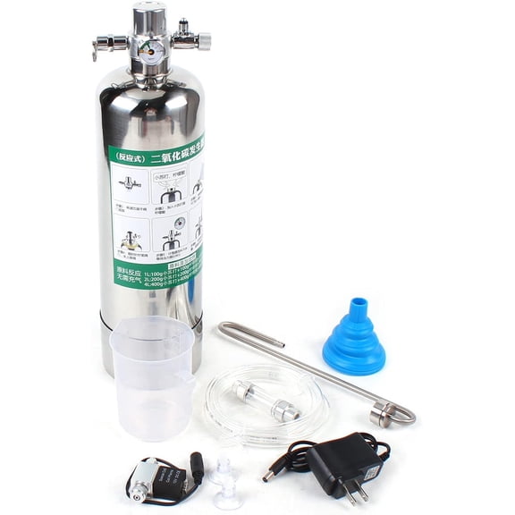 Miumaeov 2L CO2 Generator System with Solenoid, Co2 Generator System Kit, Automatic Pressure Relief Valve Bubble Counter for Plants Aquarium