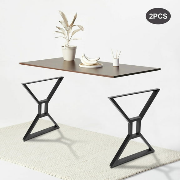Miumaeov 2PCS Metal Table Legs H28" Industrial Desk Legs Heavy Duty DIY Furniture Dining Legs Coffee Table Bench Legs X-Shape 440 Lbs Capacity Black