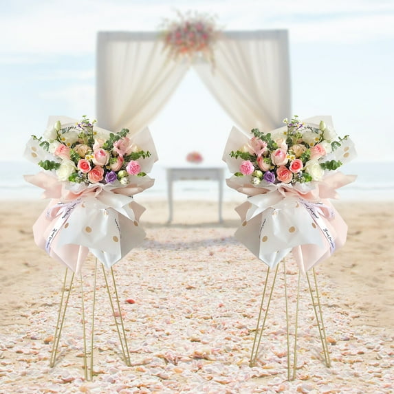Miumaeov 2Pcs 3.4ft Flower Display Stand Wedding Opening Ceremony Party Decor Flower Holder Rack Gold