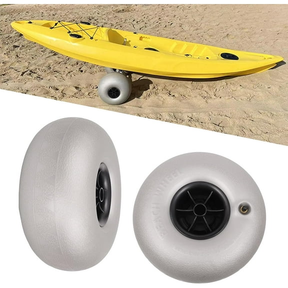 Miumaeov 2Pcs Beach Replacement Balloon Wheels 10" Beach Cart Balloon Wheels Axle Hole 2 Pack 20mm Replacement Sand Tires