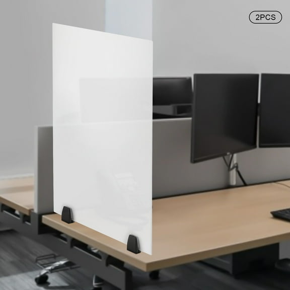 Miumaeov 2Pcs Office Dividers Dual Frosted Plexiglass Clamp On Desk Privacy Panels Acrylic Cubicle Style