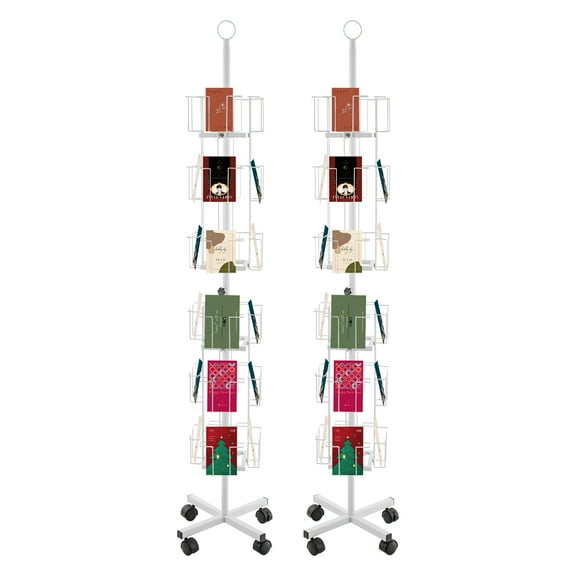 Miumaeov 2pcs 6 Tier Greeting Card Racks 360° Rotating 24 Pockets Spinning Holder Display Stand Free Standing