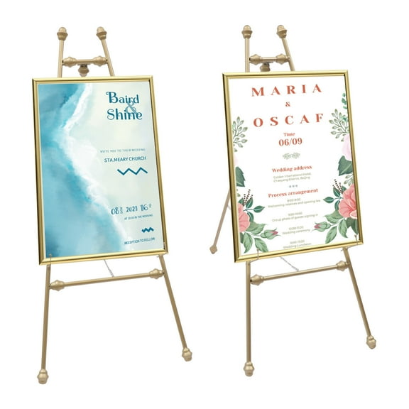 Miumaeov 2pcs Adjustable Wedding Easel Stand Poster Display Stand Metal Floor Mount Art Exhibitions Easel Stand Adjustable with Hook