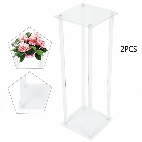 Miumaeov 2pcs Modern Acrylic Tabletop Flower Stand Column Vase Rack Geometric Centerpieces Wedding Party Decor
