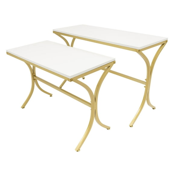 Miumaeov 2pcs Modern Nesting Tables Retail Store Handbag Shoes Display Stands Riser Shelf Storage Table Gold