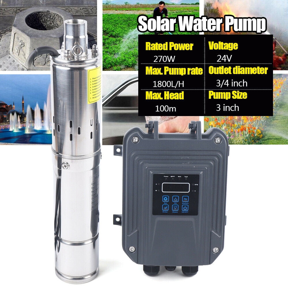 Miumaeov 3" 24V Solar Submersible Water Pump Deep Well Pump for Home Garden industrial