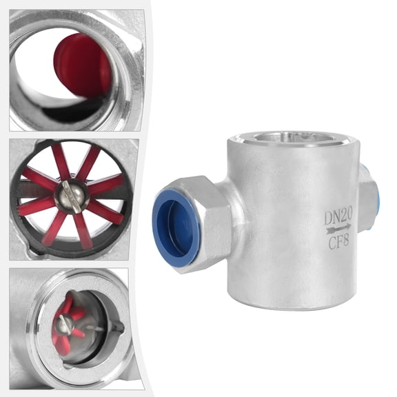 Miumaeov 3/4" NPT Stainless Steel Sight Flow Indicator, 304 Impeller Flow Meter, 362 PSI Mechanical Pipeline Flow Indicator with Glass Window