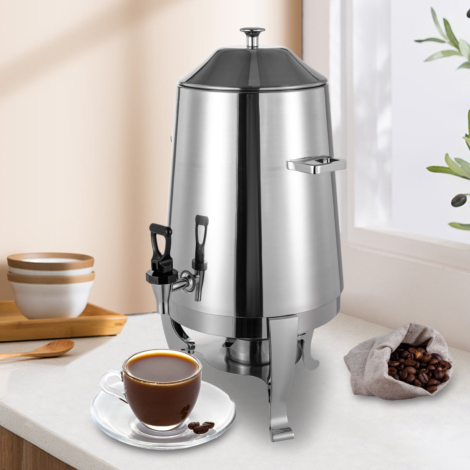 Miumaeov 3.5 Gallon Stainless Steel Hot Beverage Dispenser Coffee Chafer Tea Water Coffee Chafer Urn with Fuel Holder Faucet for Parties Event Buffet