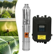 Miumaeov 3 DC 24V Screw Solar Power Water Deep Well Pump with MPPT Controller 210W Submersible Borehole Solar Water Pump 304 Stainless Steel for Farm Ranch Garden Irrigation