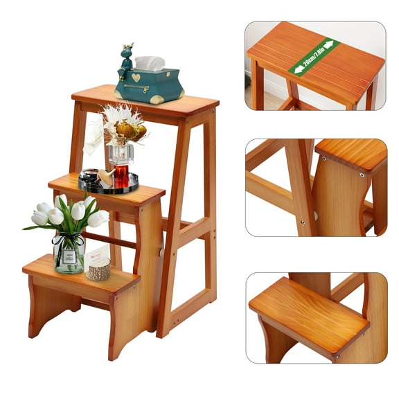 Miumaeov 3-Step Folding Library Ladder Chair Lightweight Portable Multifunctional Step Stool