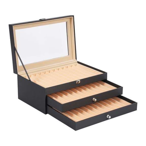Miumaeov 3 Tier 36 Slot Fountain Pen Storage Display Box Desktop Organizer Showcase Pens Collector Holder with Clear Lid