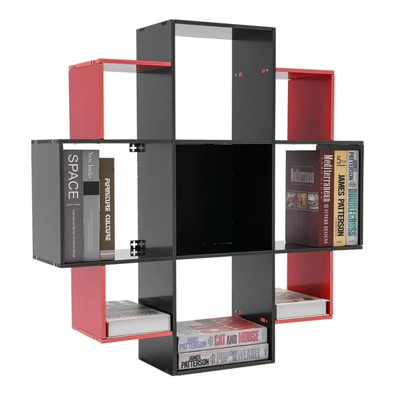 Miumaeov 3 Tier 9 Compartments Book Shelf Wall Mounted Bookcase Modern Storage Organizer