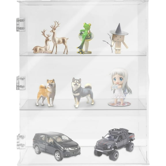 Miumaeov 3-Tier Acrylic Display Shelf, Dustproof Clear Desktop Mini Showcase Holder, Storage Cabinet Case for Displaying Storing Collections