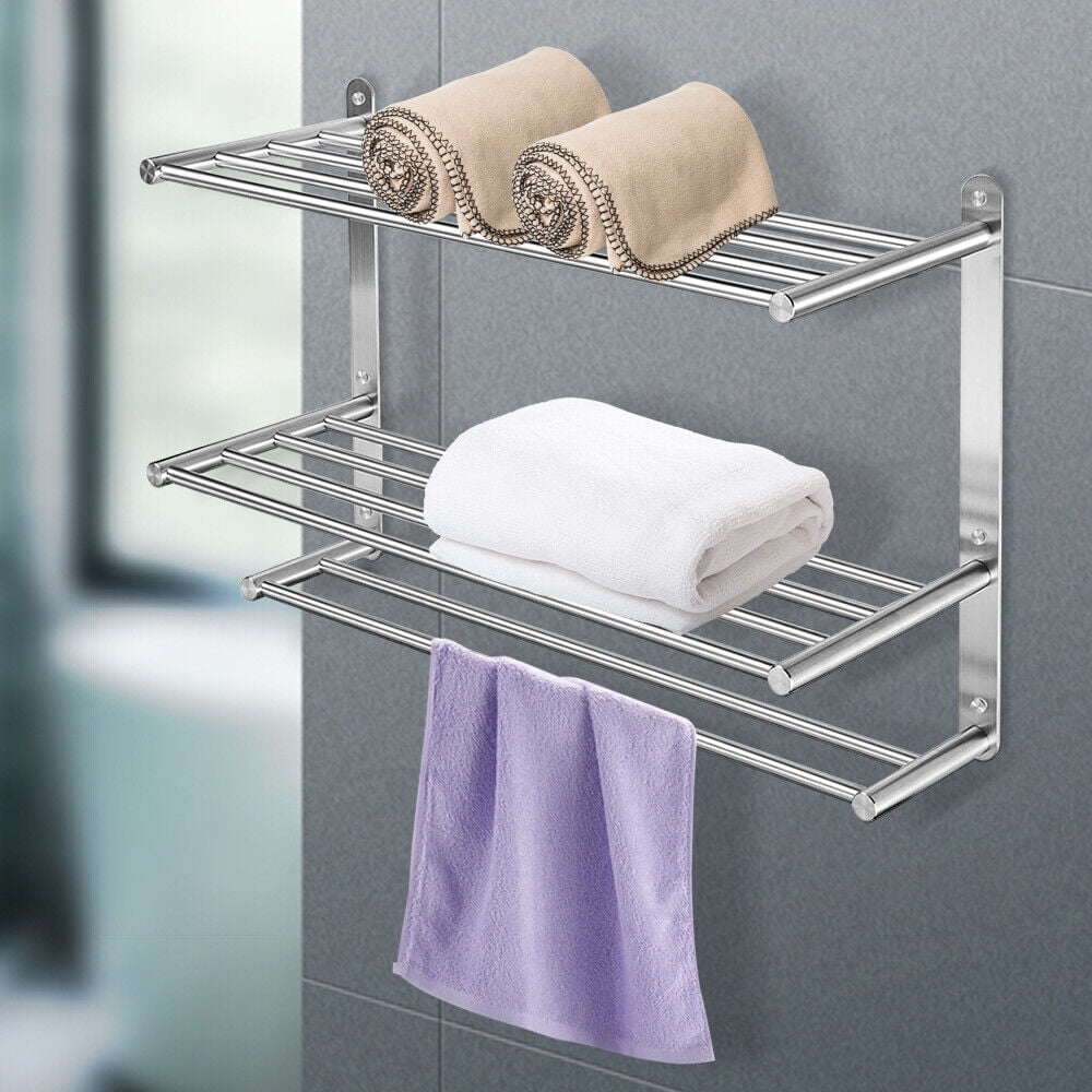 Miumaeov 3 Tier Bath Towel Bar Towel Racks 24 Inch Multi Layer Towel Rack Brushed Finish Stainless Steel Wall Mounted Towel Shelf with Towel Bars for Bathroom Walmart