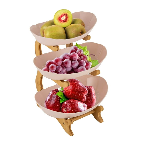 Miumaeov 3 Tier Fruit Bowl with Stand Yuanbao-Shape Countertop Snack Serving Tray Cake Dessert Display Plate For Wedding Party