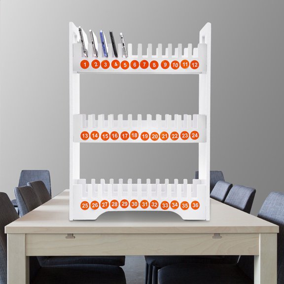 Miumaeov 3-Tier PVC Multiple Cell Phone Holder Desktop Organizer Mobile Phone Storage Stand Rack for Classroom Office, (36 Slots)