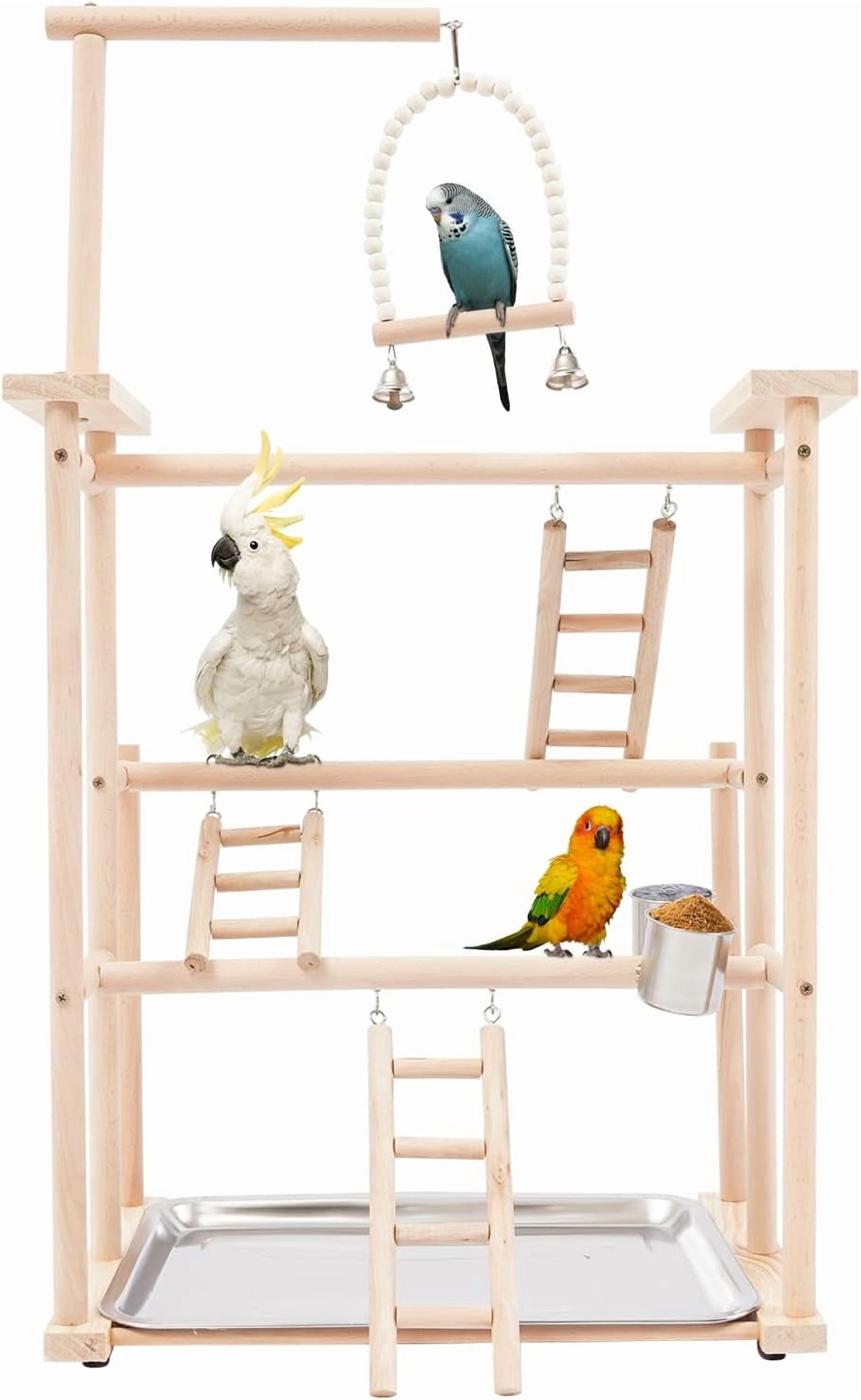 Miumaeov 3-Tier Parrot Rack Wood Bird Playing Stand Pet Parrot Rack for ...